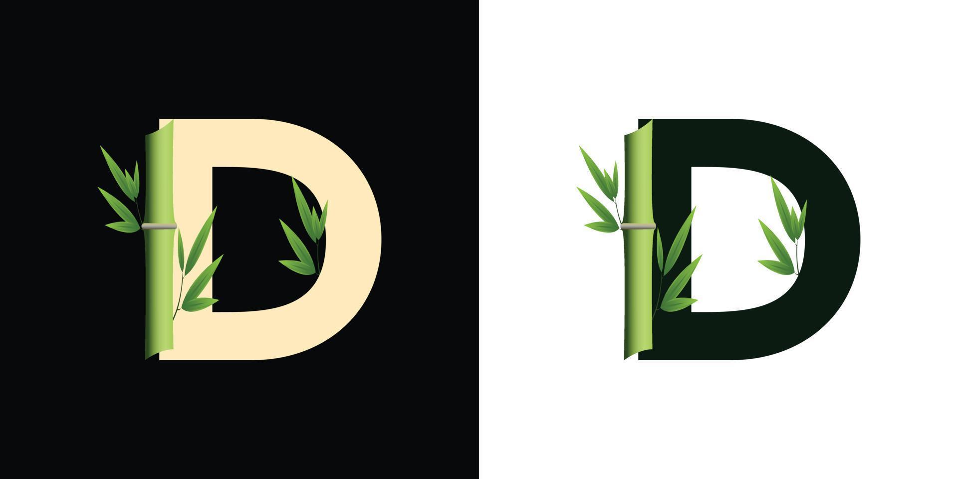 d bamboe logo pictogramontwerp met op sjabloon gebaseerde creatieve initialen vector