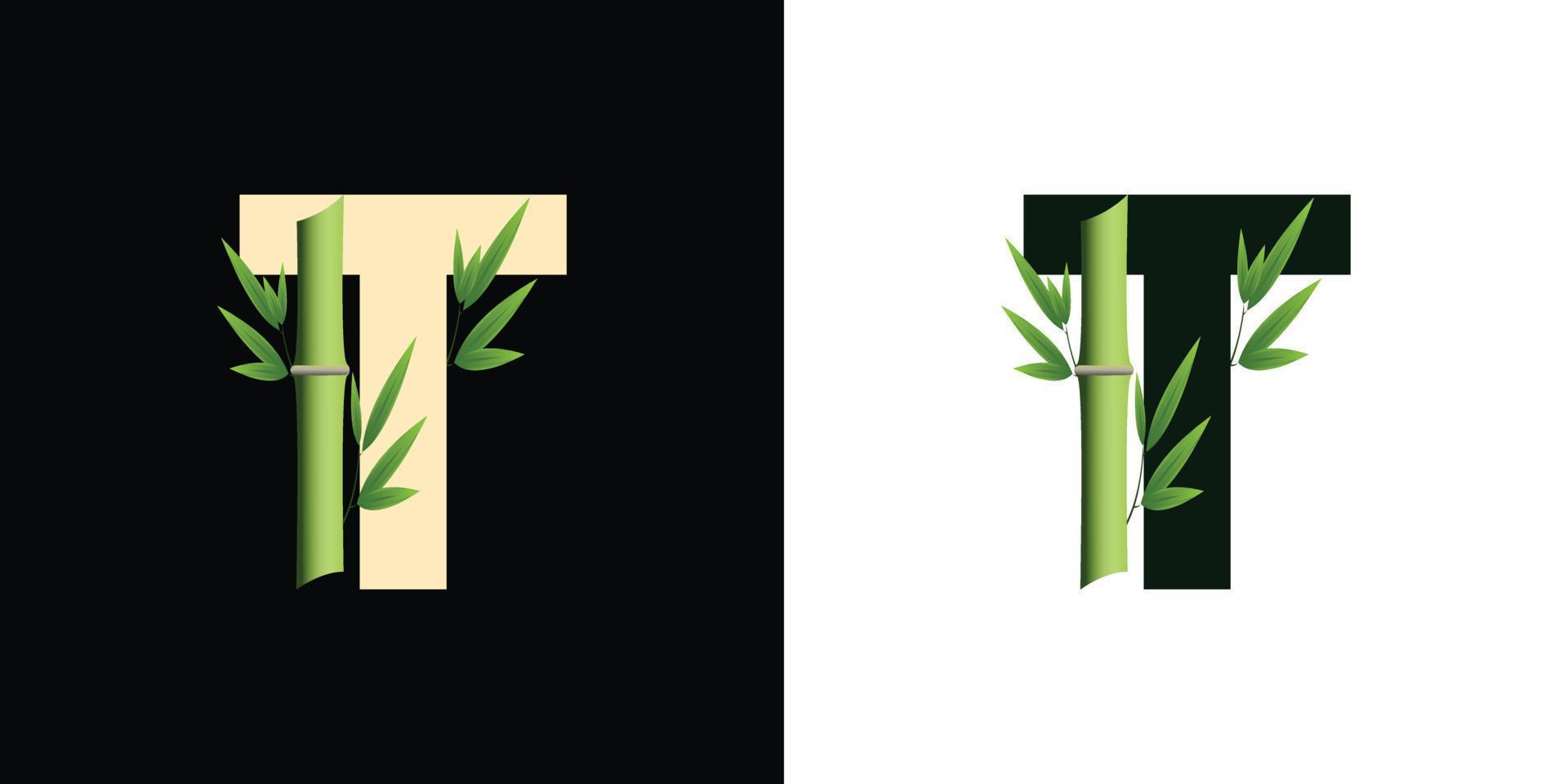 t bamboe logo-pictogramontwerp met op sjabloon gebaseerde creatieve initialen vector