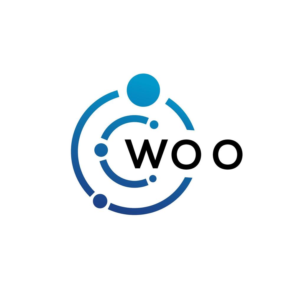 woo brief technologie logo ontwerp op witte achtergrond. woo creatieve initialen letter it logo concept. woo brief ontwerp. vector