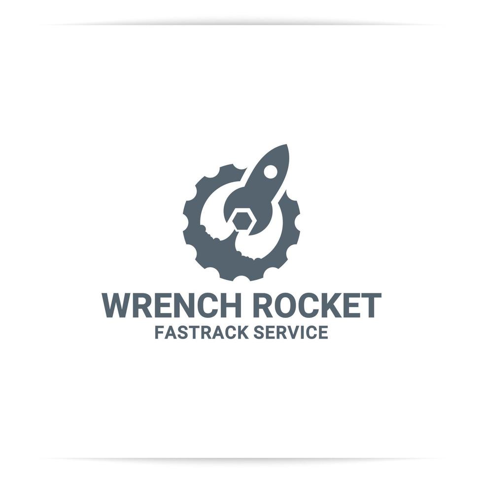 moersleutel raket logo ontwerp vector, service, snel. voor snelle service vector