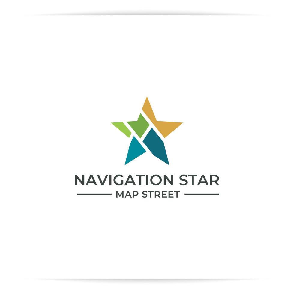 kaart ster logo ontwerp vector, navigatie, straat vector