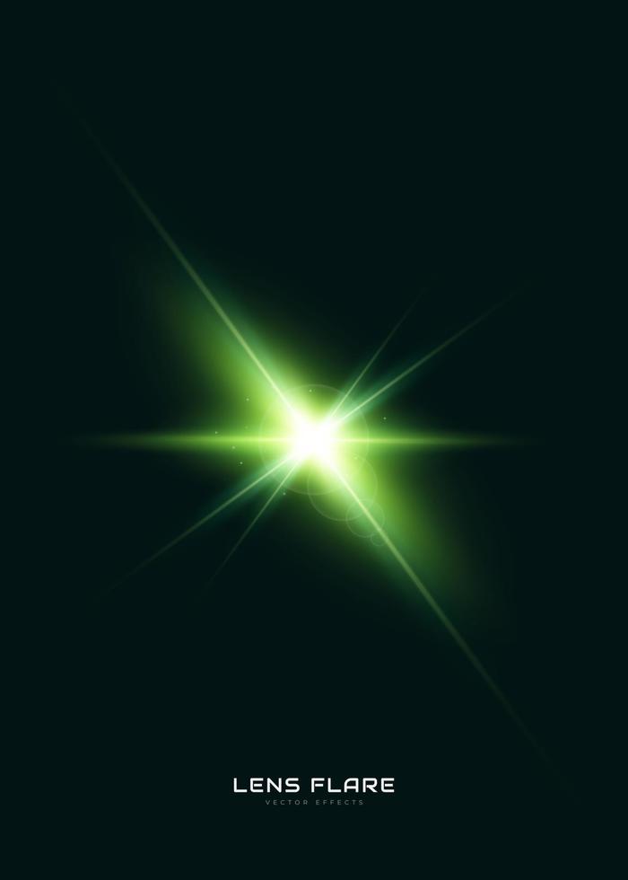 groen lensflare-effect. vector transparant zonlicht lichteffect. gloeiende stralen en straaleffect