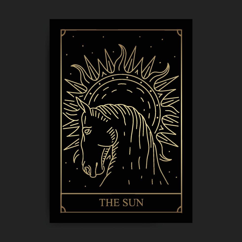 de zon gouden grote arcana tarotkaart vector