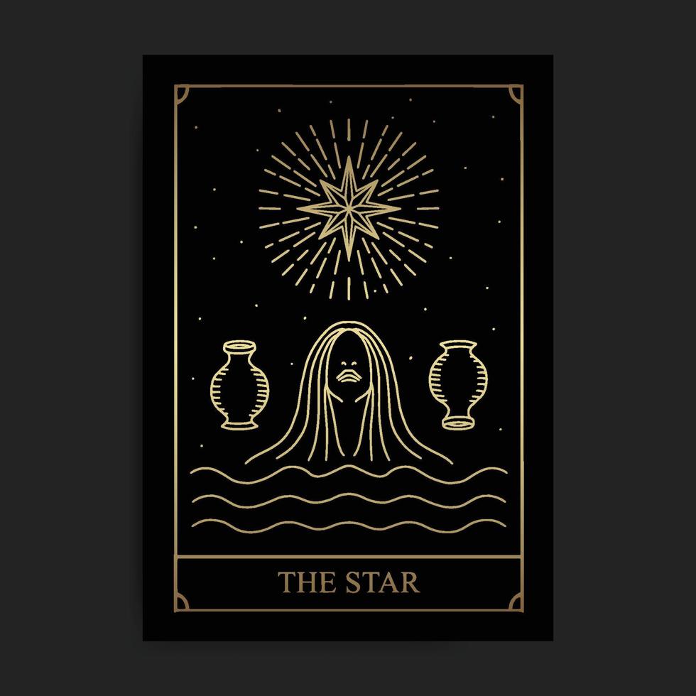 de ster magische gouden grote arcana tarotkaart vector