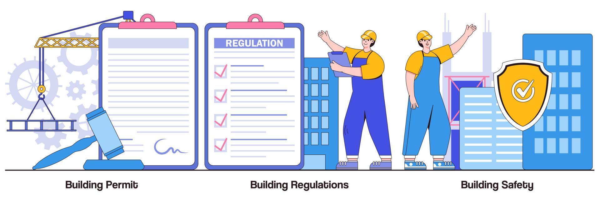 bouwvergunningen, voorschriften en geïllustreerd veiligheidspakket vector