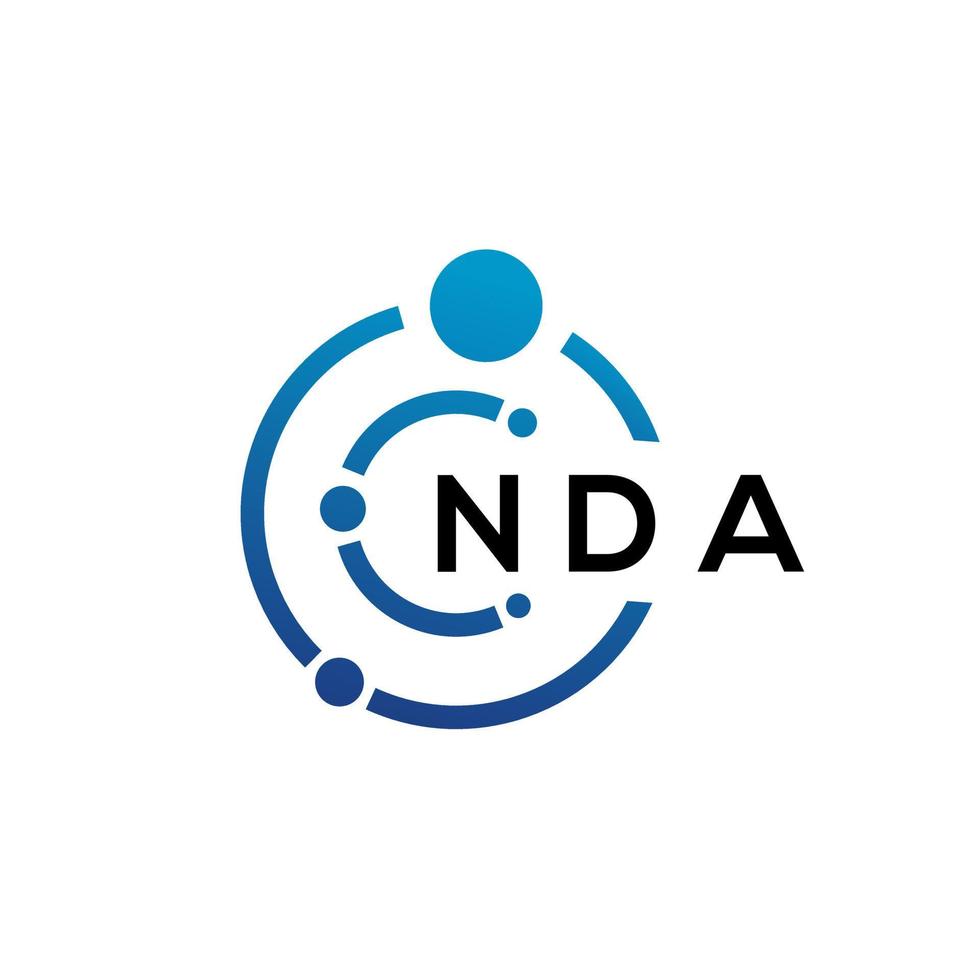 Nd brief technologie logo ontwerp op witte achtergrond. nda creatieve initialen letter it logo concept. nda brief ontwerp. vector