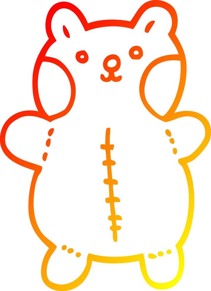 warme gradiënt lijntekening cartoon teddybeer vector