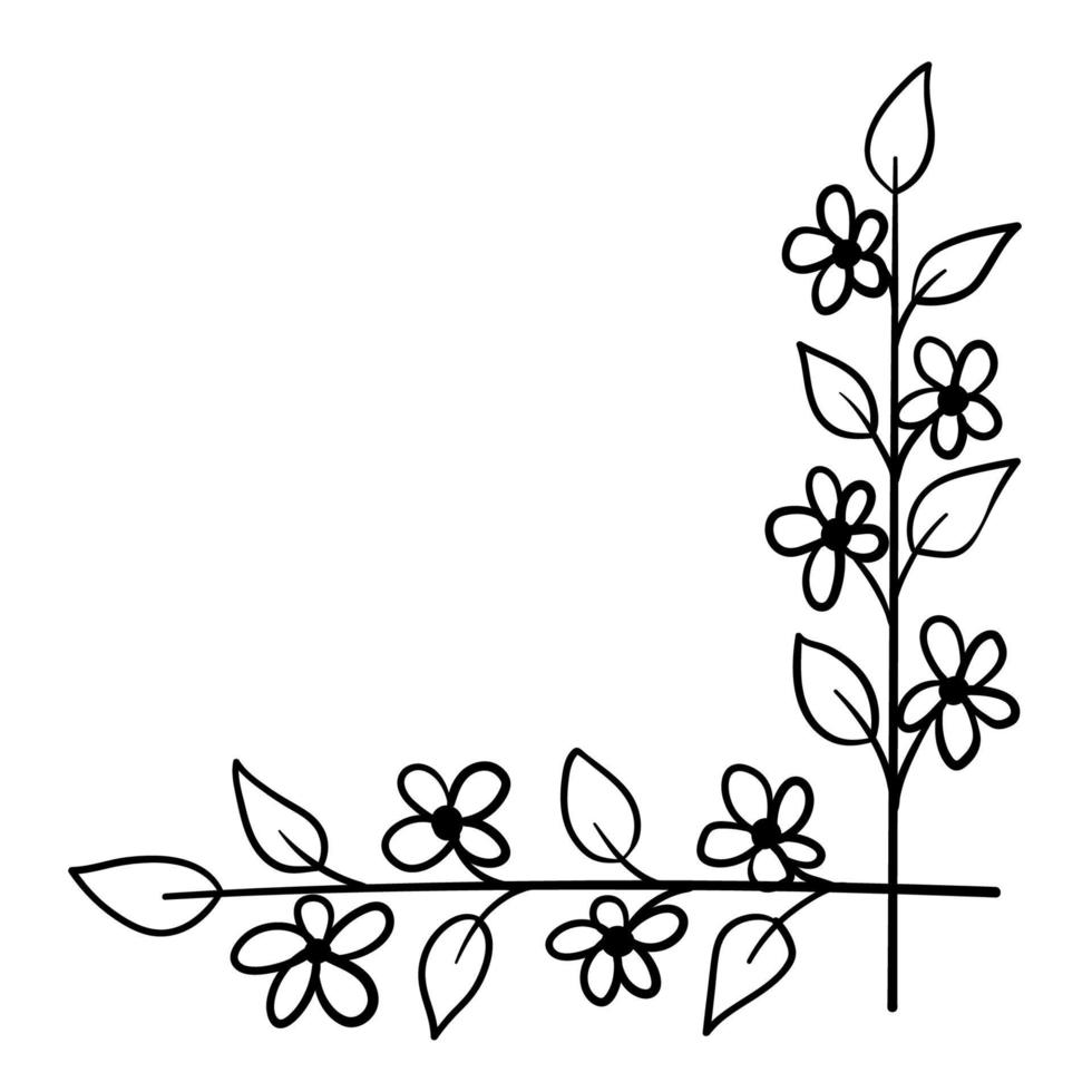 botanische hoek, ornament van bloemen en bladeren voor decoratie vector