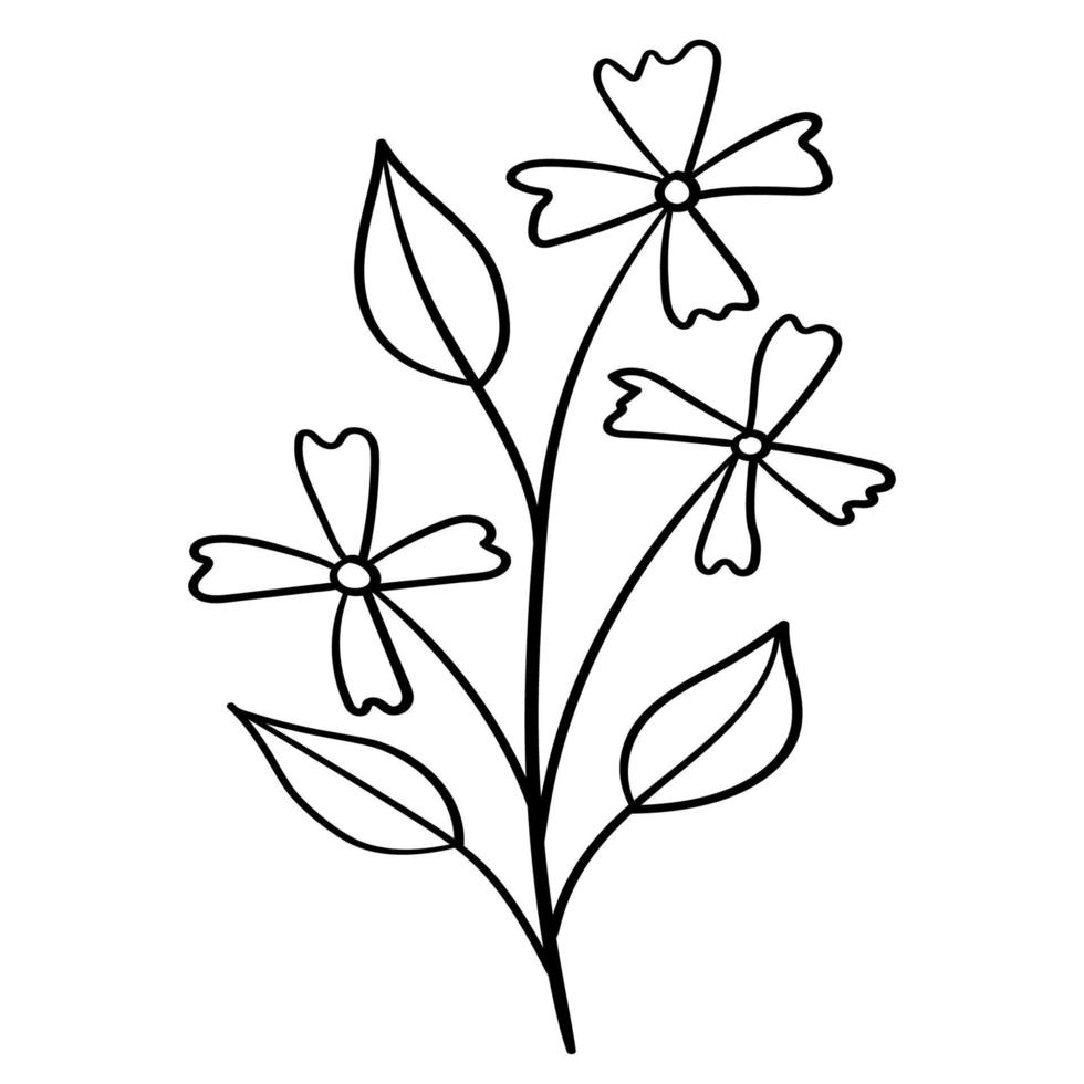 doodle bloemtak, schattige en ongewone knop, kan worden gebruikt om ansichtkaarten, visitekaartjes of als ontwerpelement te versieren vector