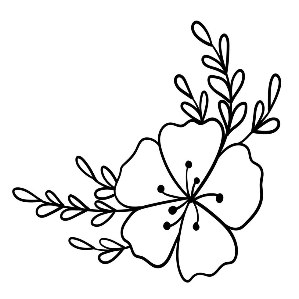 botanische hoek, ornament van bloemen en bladeren voor decoratie vector