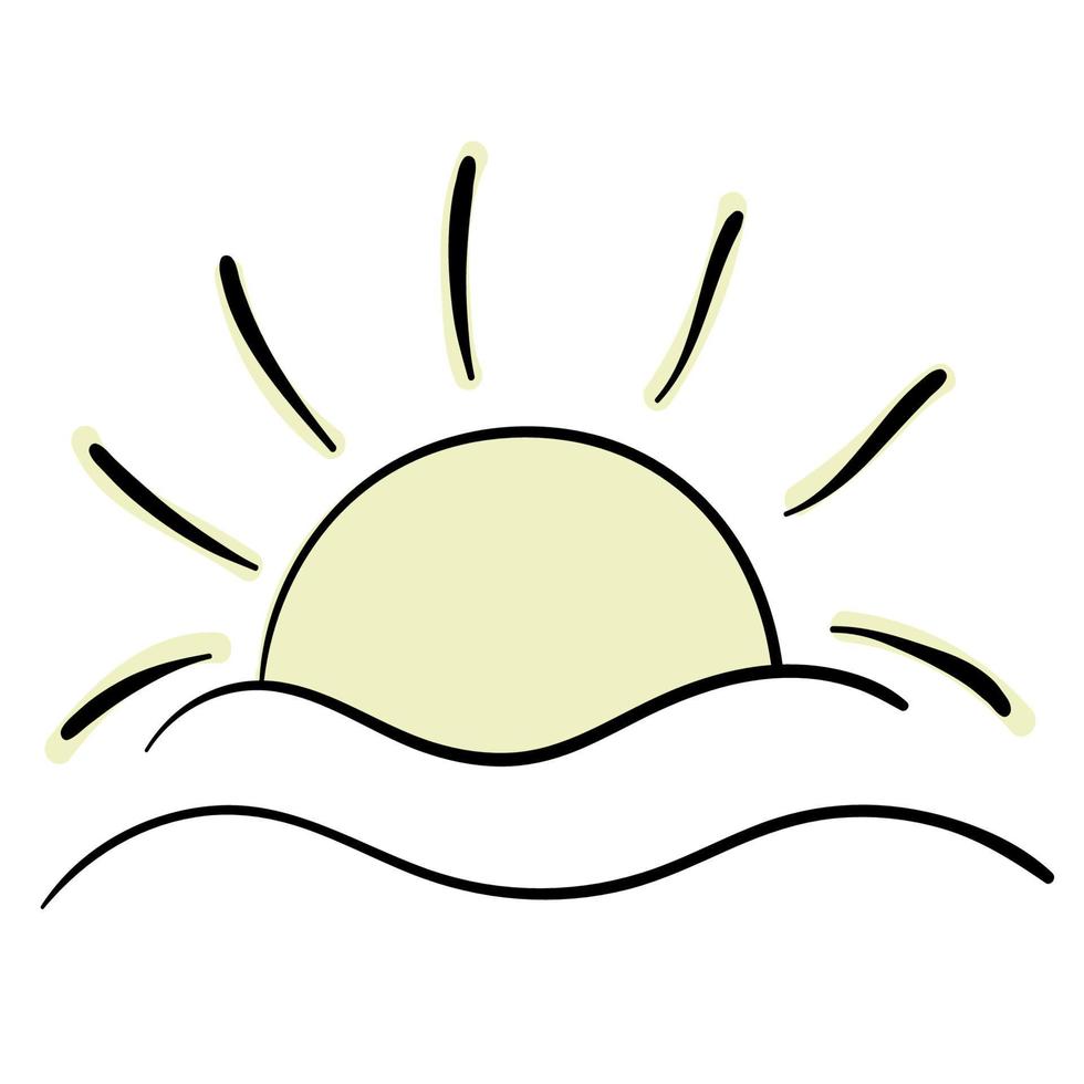 zomer felle zon doodle sticker vector