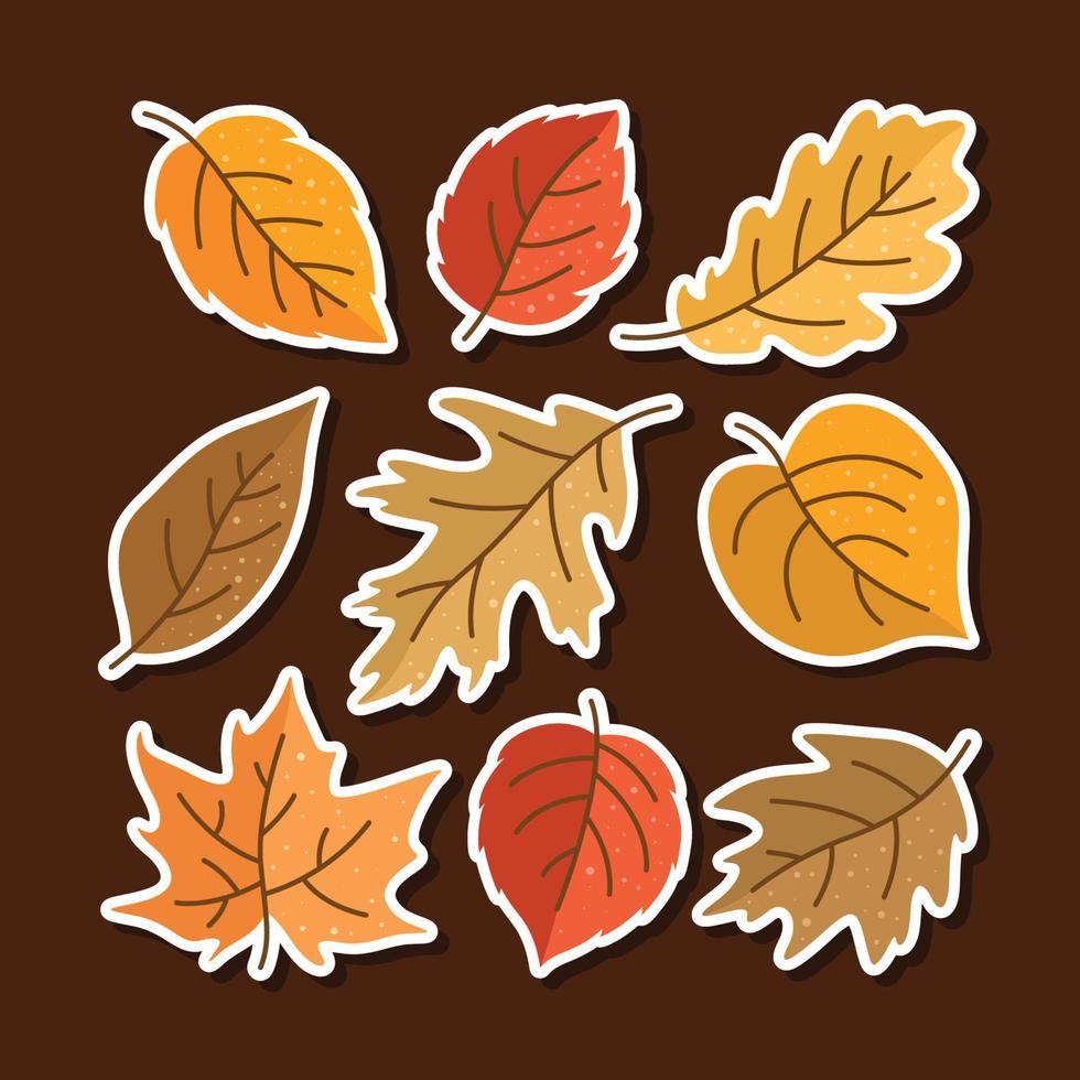 herfst bloemen natuur handgetekende platte sticker collectie vector