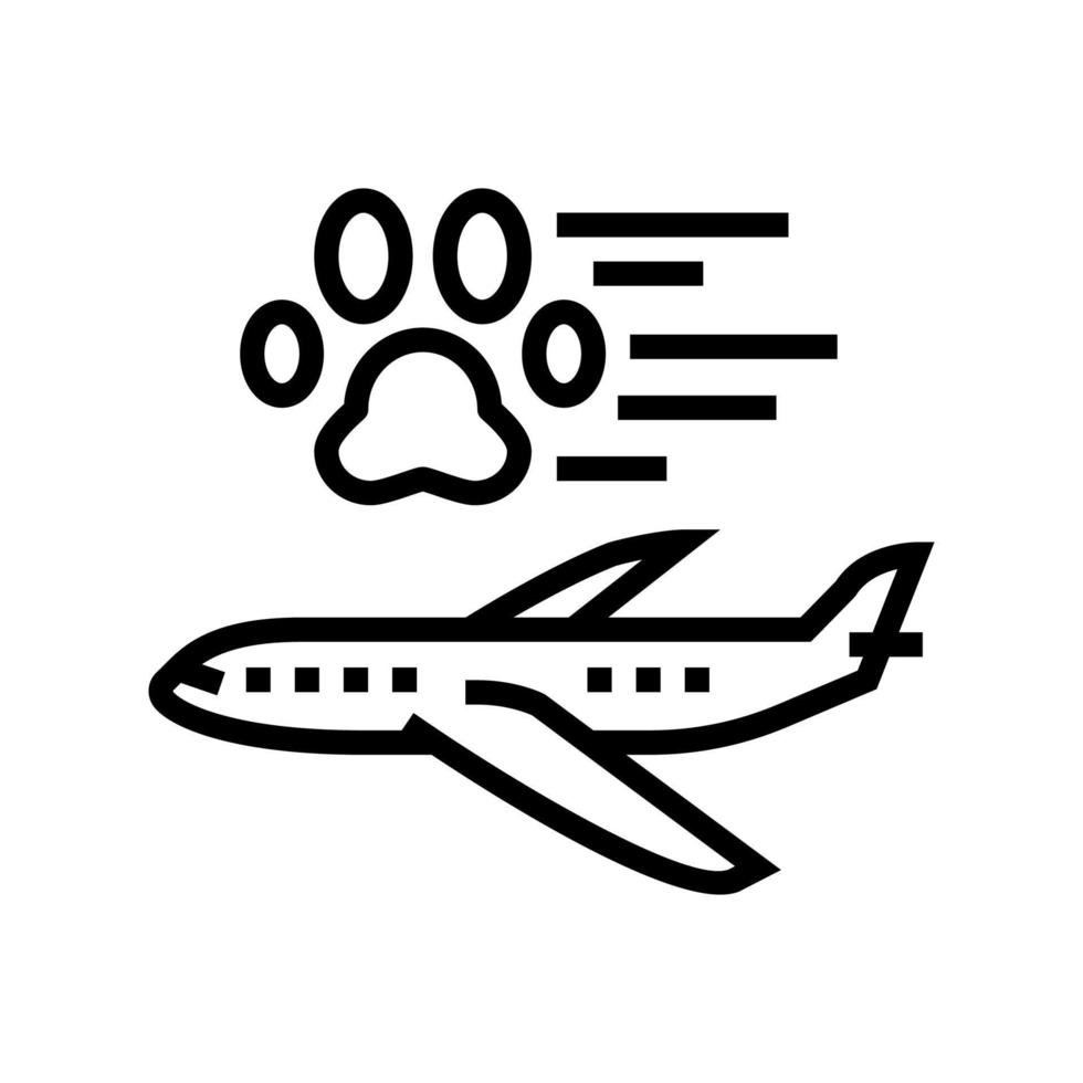huisdier vervoer in vliegtuig lijn pictogram vectorillustratie vector