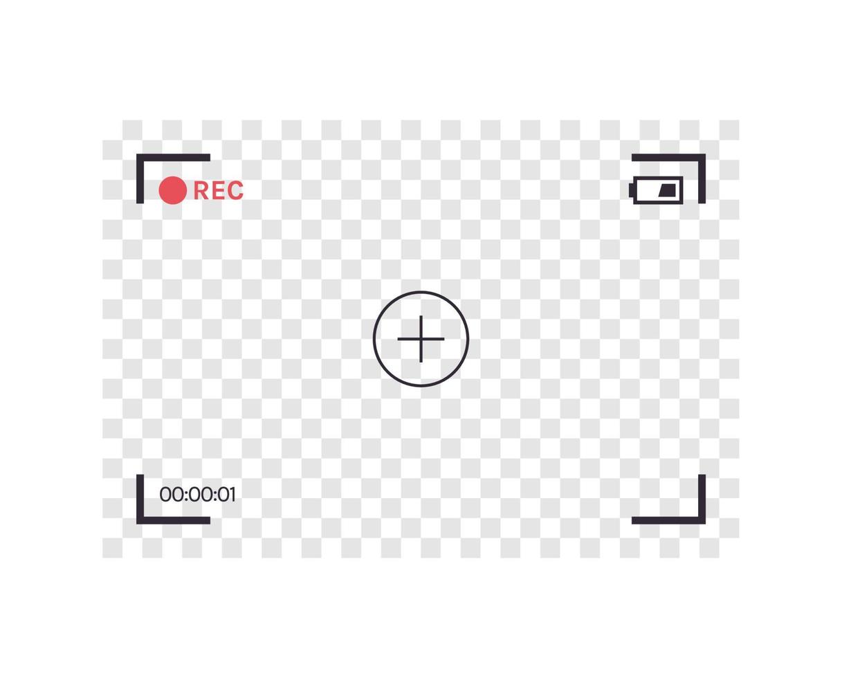 camera scherm frame en zoeker rec focus platte vectorillustratie. vector