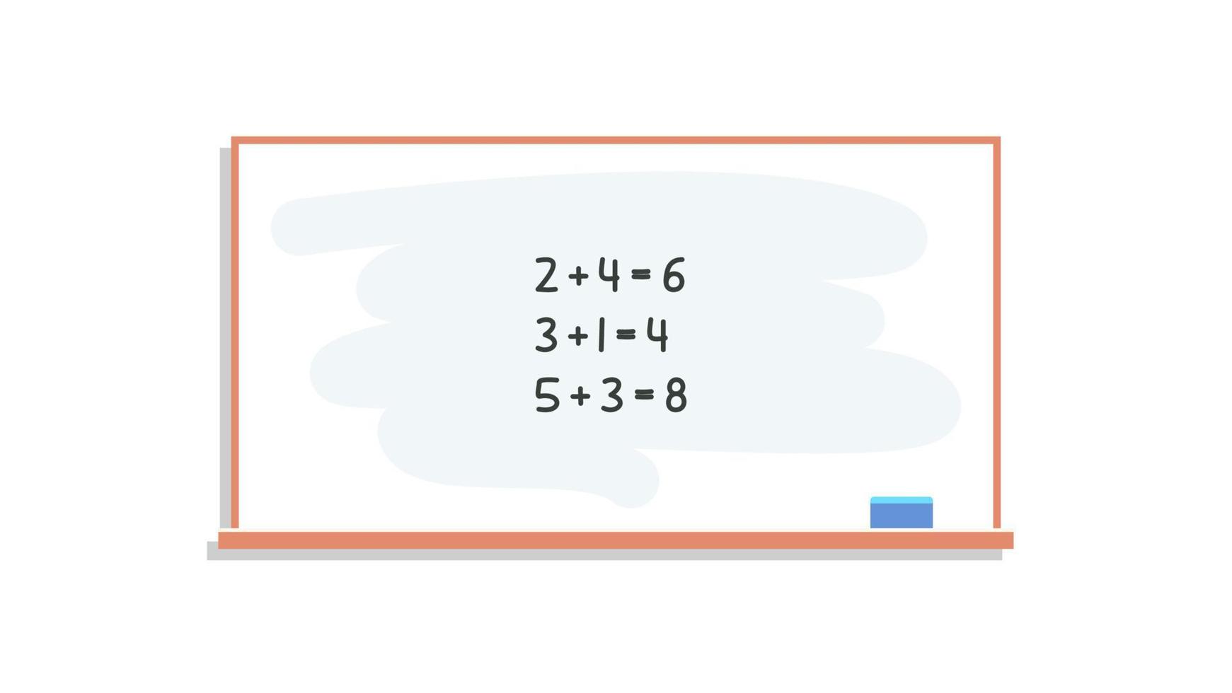 nummers studie en wiskunde oefeningen berekenen op krijtbord bij les platte vectorillustratie. vector