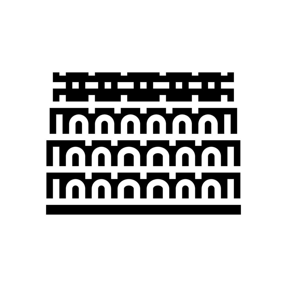 colosseum roma middeleeuwse bouw glyph pictogram vectorillustratie vector