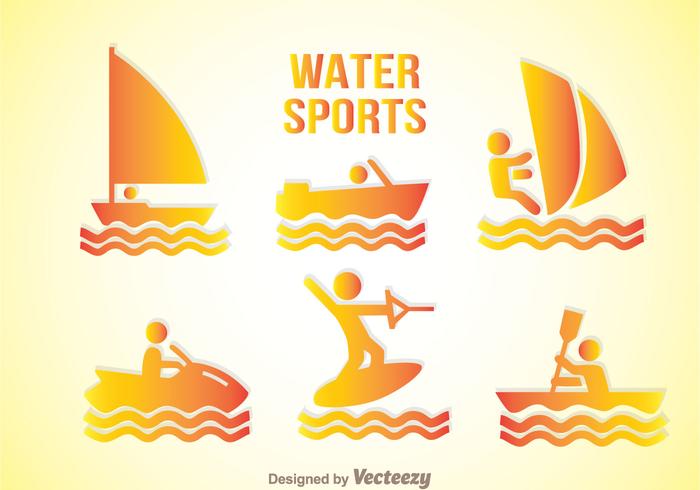 Water sport gradatie iconen vector