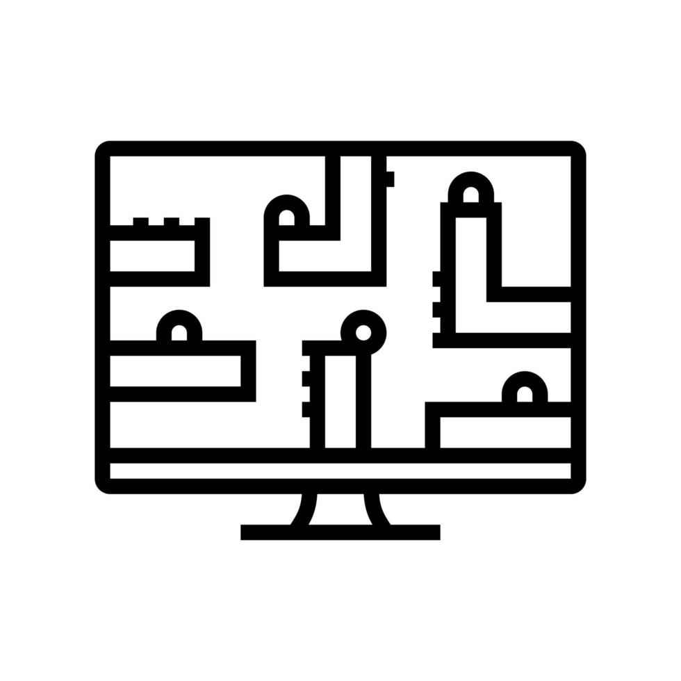 puzzel platform video game lijn pictogram vectorillustratie vector