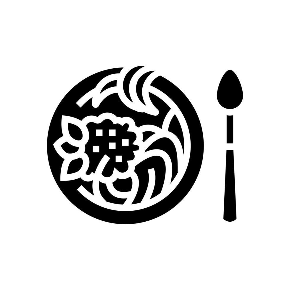 hete soep pasta glyph pictogram vectorillustratie vector