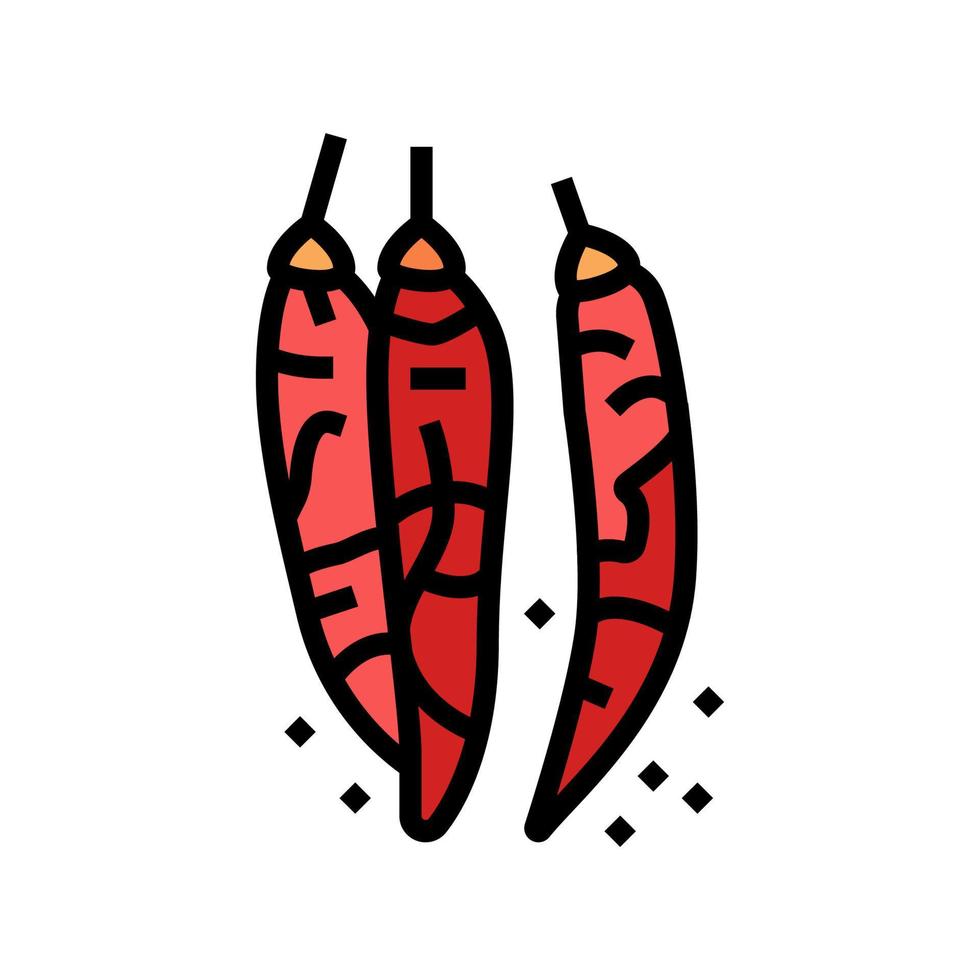 gedroogde chili peper kleur pictogram vectorillustratie vector