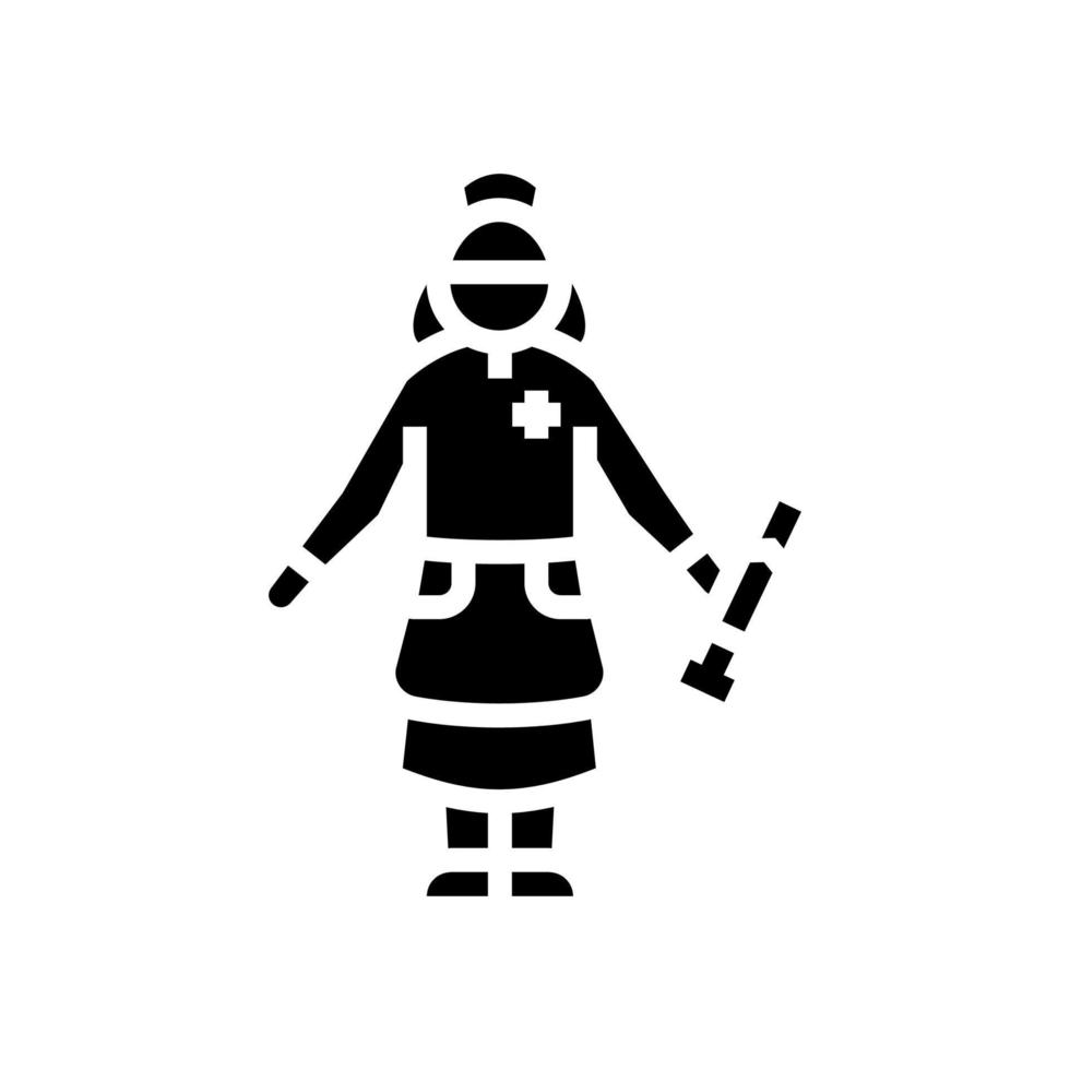 meisje dragen dokter kostuum glyph pictogram vectorillustratie vector