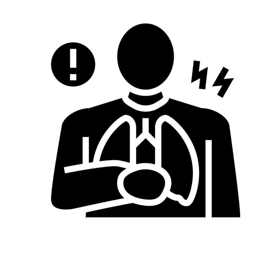 pijn op de borst symptoom mesothelioom glyph pictogram vectorillustratie vector