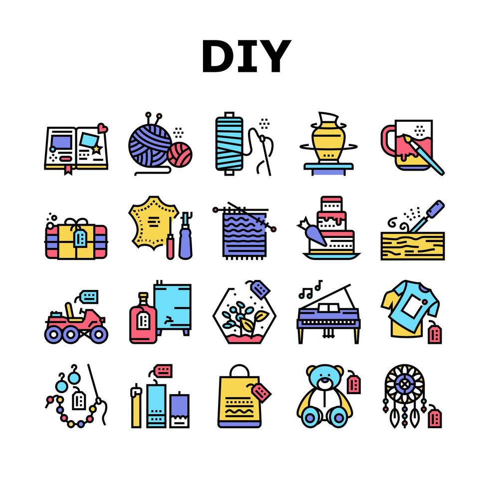 diy ambachten handgemaakte collectie iconen set vector