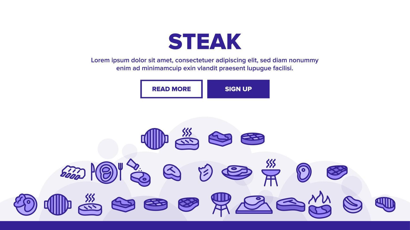 vlees steak landing header vector