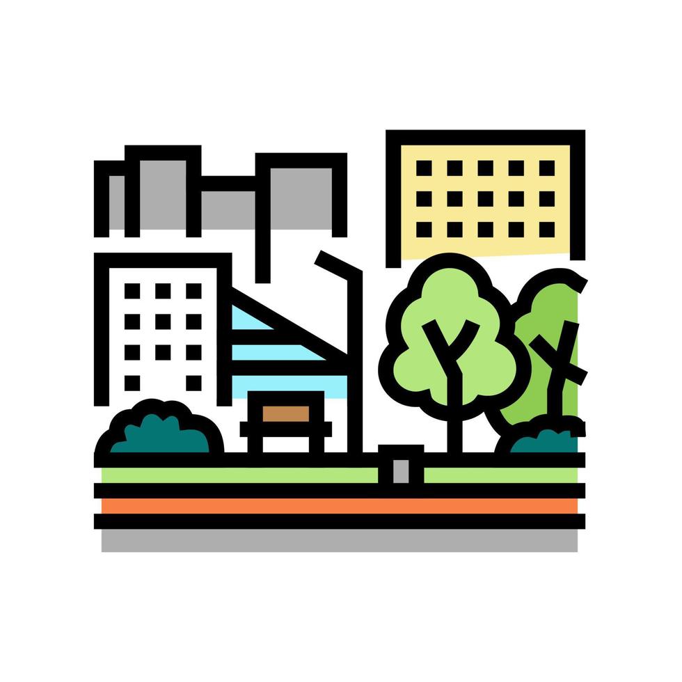 stadspark kleur pictogram vectorillustratie vector