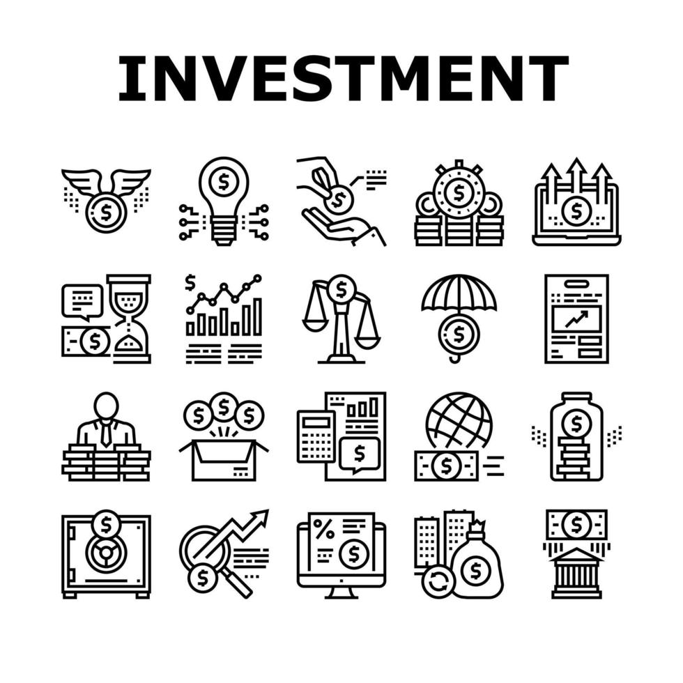 investeringsportefeuille collectie pictogrammen instellen vectorillustratie vector