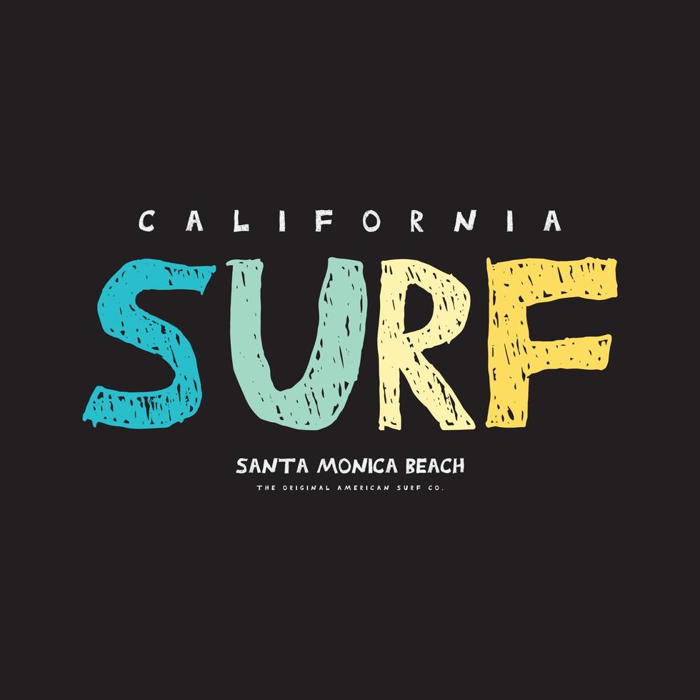 Californië surf t-shirt en kledingontwerp vector