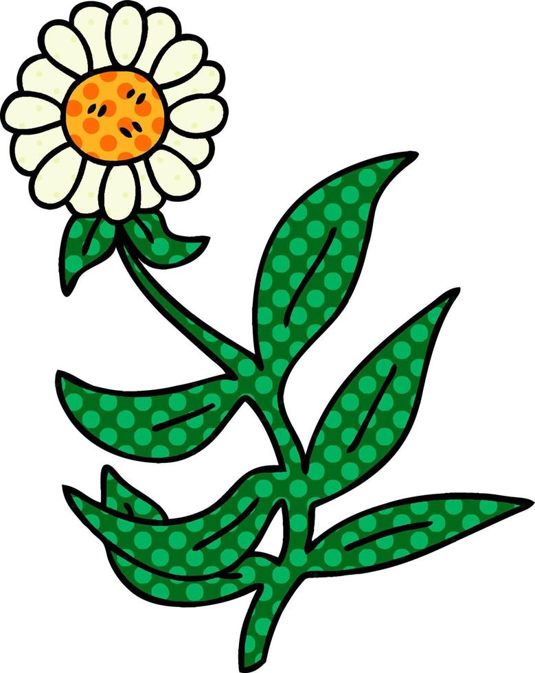 eigenzinnige stripboekstijl cartoon madeliefjebloem vector