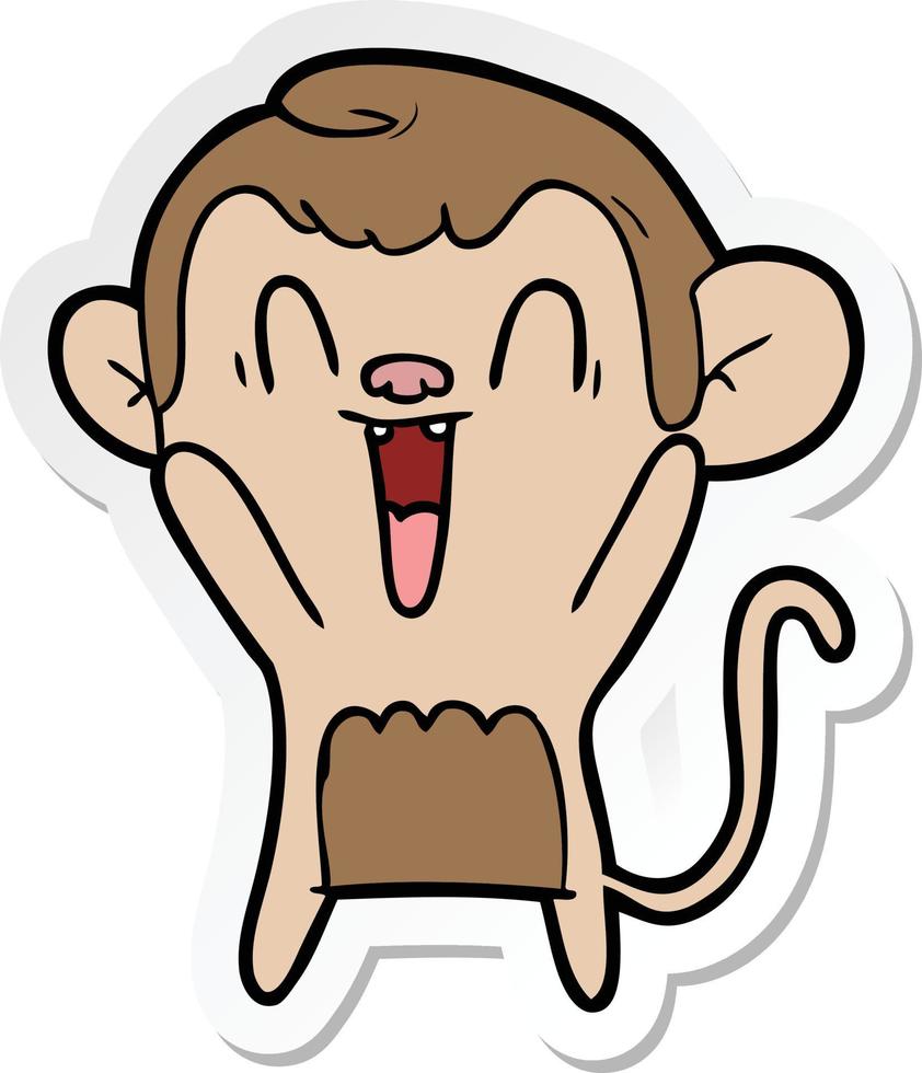 sticker van een cartoon lachende aap vector
