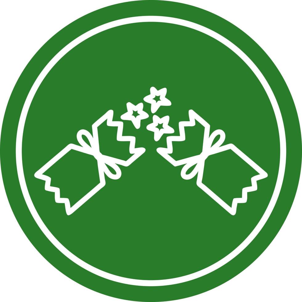 exploderende kerstkraker cirkelvormig pictogram vector