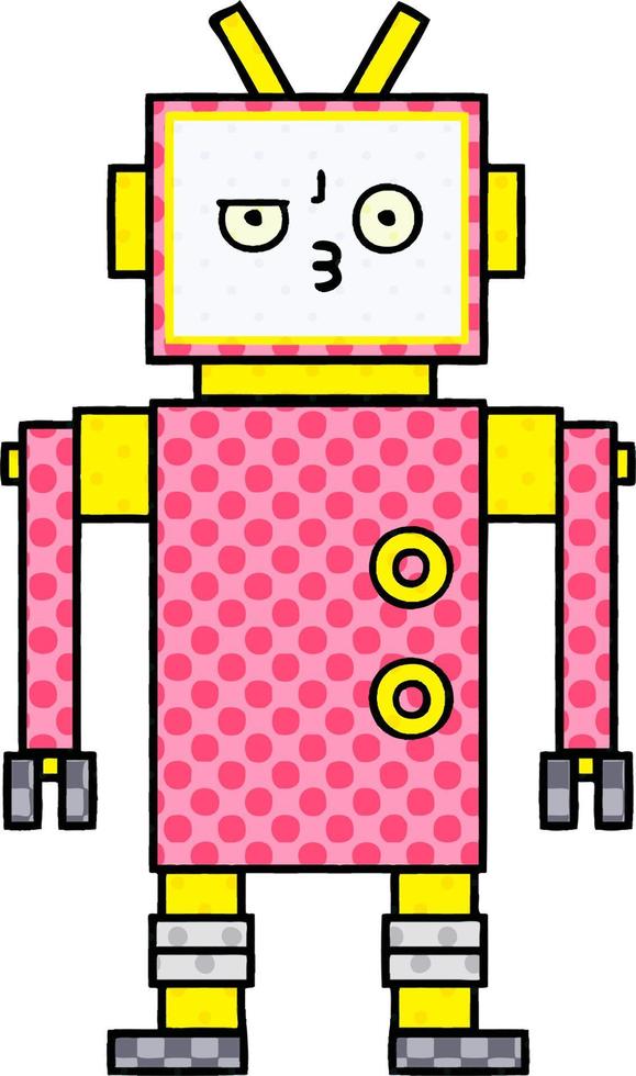 cartoon robot in stripboekstijl vector