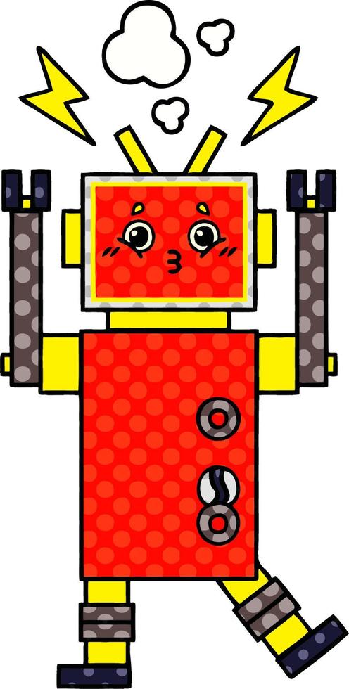 cartoon robot in stripboekstijl vector