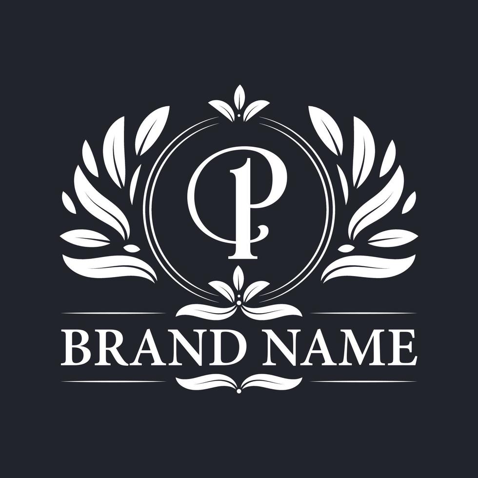 vintage luxe gouden p brief logo ontwerp. vector