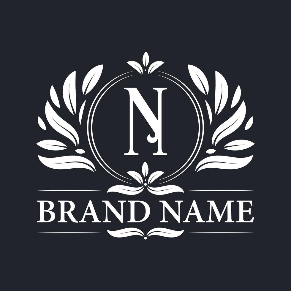 vintage luxe gouden n letter logo ontwerp. vector