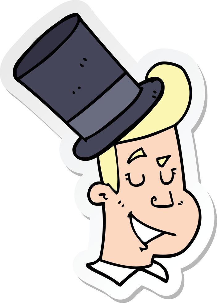 sticker van een tekenfilmman met hoge hoed vector