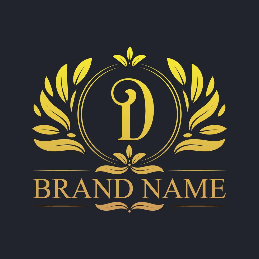 gouden vintage luxe d letter logo ontwerp. vector