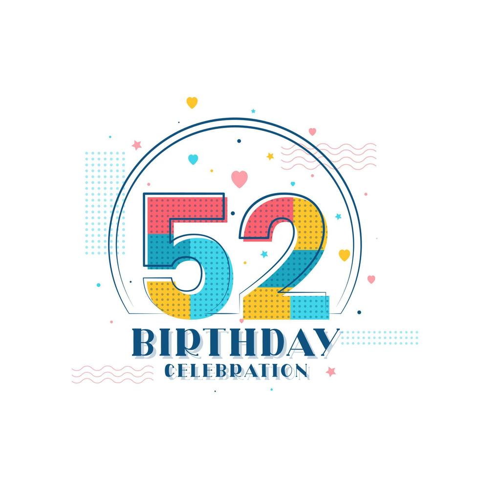 52 verjaardagsviering, modern 52e verjaardagsontwerp vector