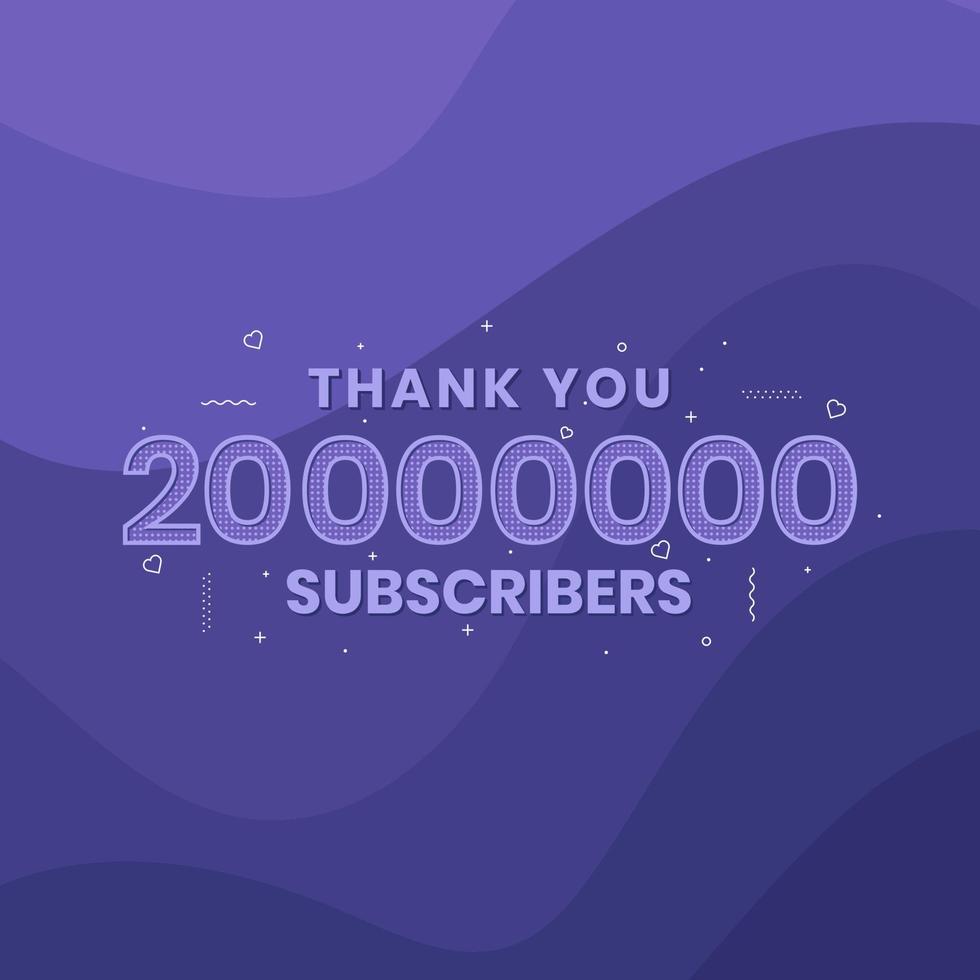 bedankt 20000000 abonnees 20 miljoen abonnees viering. vector