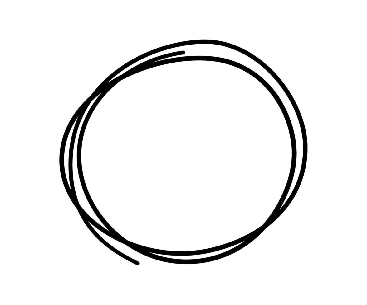 hand getekende Krabbel cirkel. doodle schets onderstrepen. markeer cirkelframe. ovaal in doodle stijl. vectorillustratie geïsoleerd op een witte achtergrond. vector