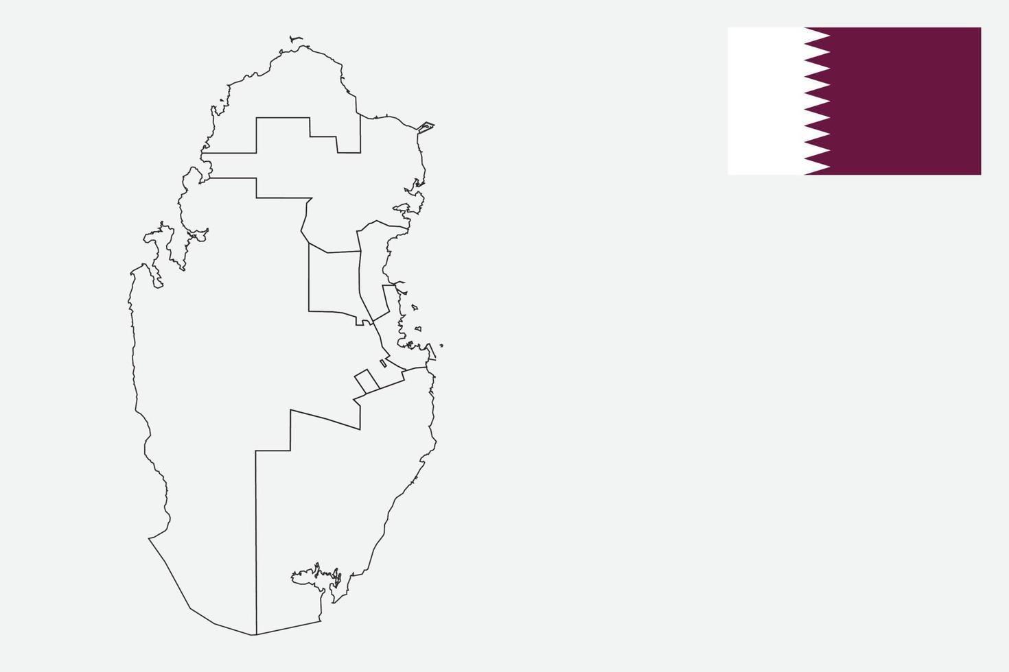 kaart en vlag van qatar vector