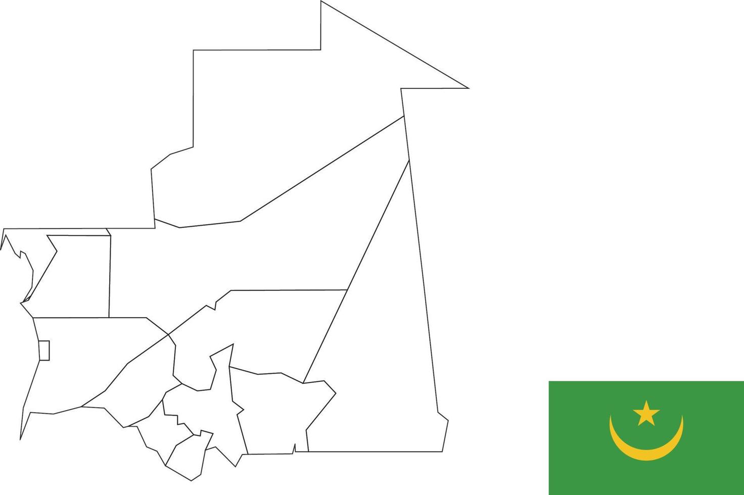 kaart en vlag van Mauritanië vector