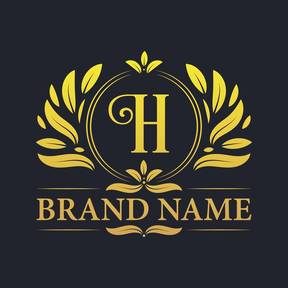 gouden vintage luxe h brief logo ontwerp. vector