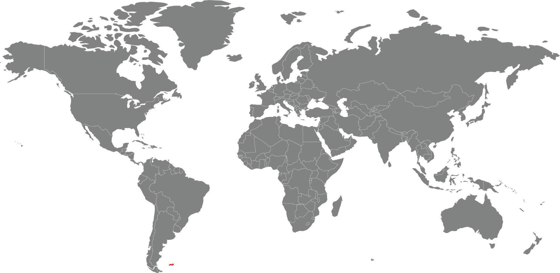 Falklandeilanden kaart op de wereldkaart vector