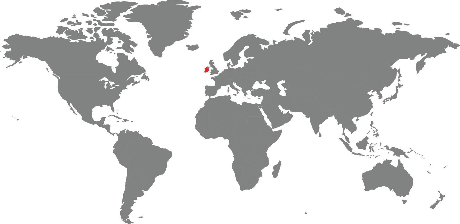 ierland kaart op de wereldkaart vector