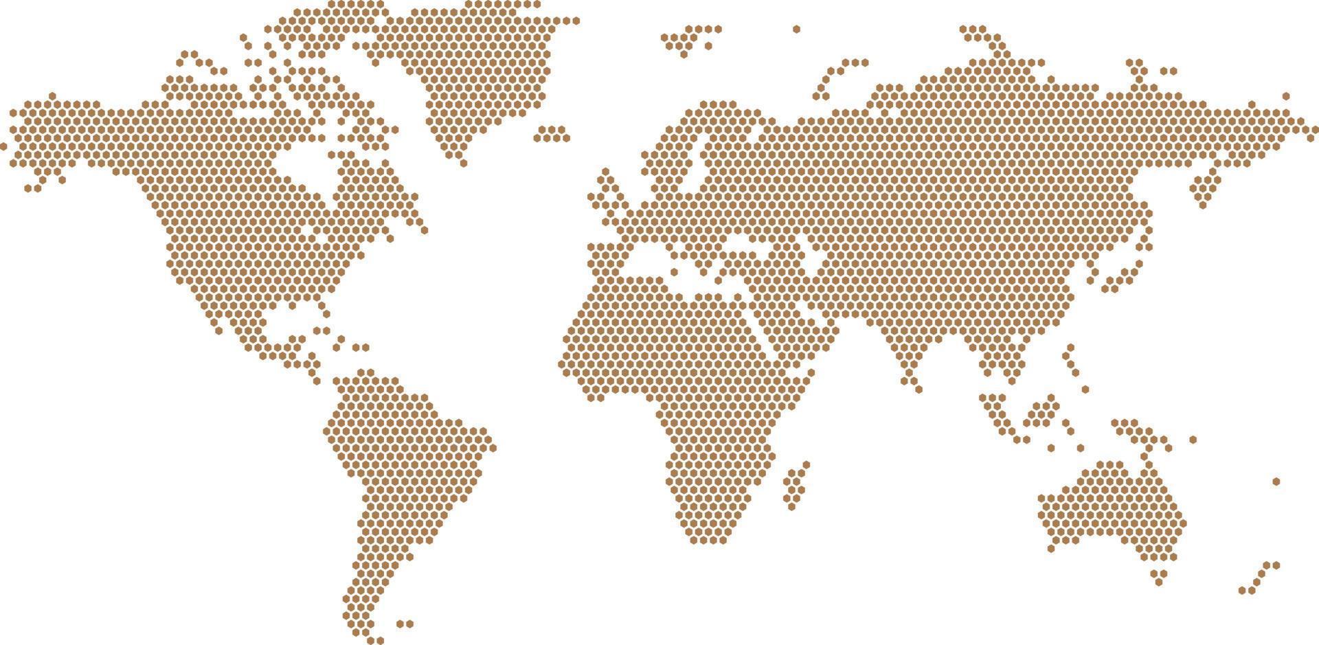 bruine veelhoek wereldkaart vector