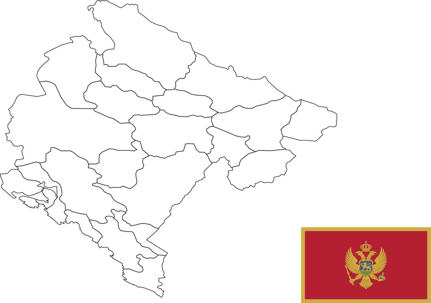 kaart en vlag van montenegro vector